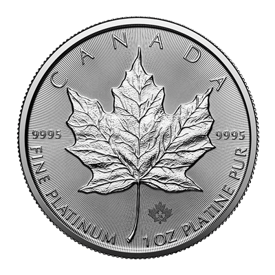A picture of a 1 oz Platinum Maple Leaf Coin (2024)